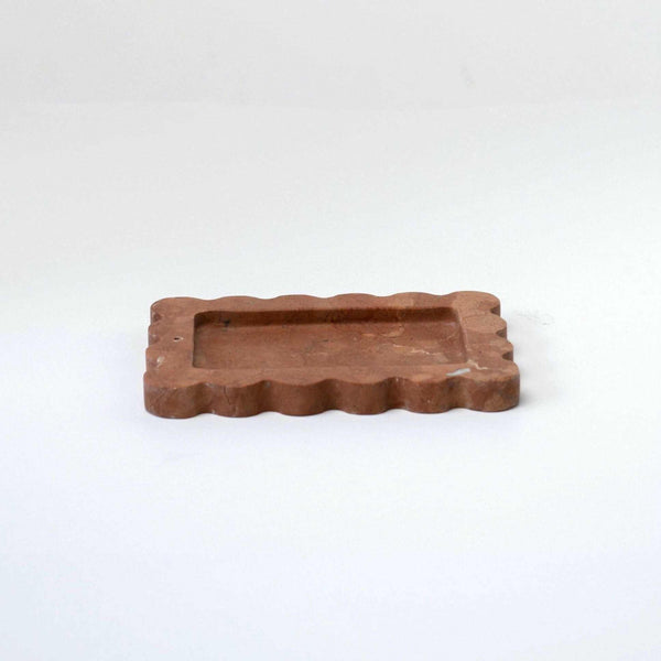 CoTheory Marble Tray small scalloped Rosso Alicante elegant marble incense holder