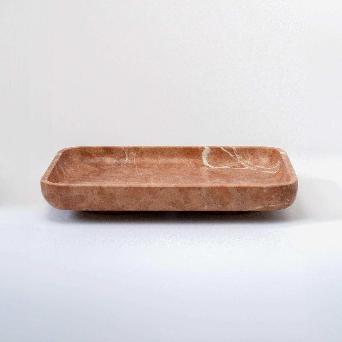 CoTheory Marble Footed Letter Tray in Rosso Alicante marble with smooth rectangular design and natural stone variations