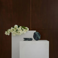 CoTheory Anchor Stone Coasters in Verde Alpi protecting surfaces with a set of four sturdy, calming stone coasters