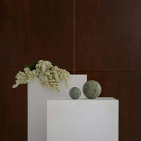 CoTheory Verde Green Orbit Table Sculpture marble sphere on wooden base