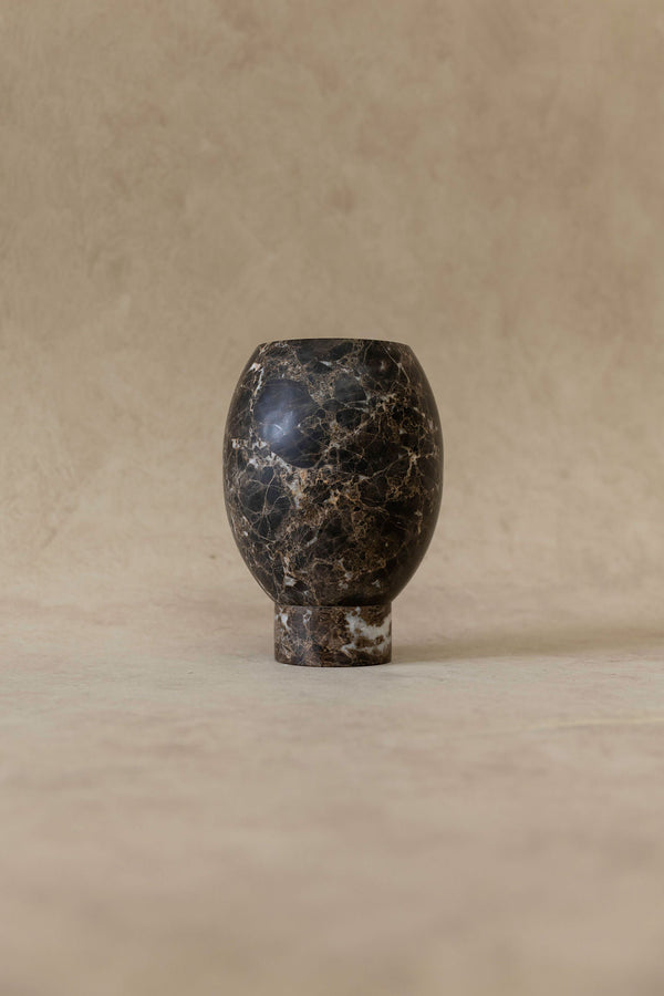 CoTheory Pedestal Footed Pot - Brown Emperador