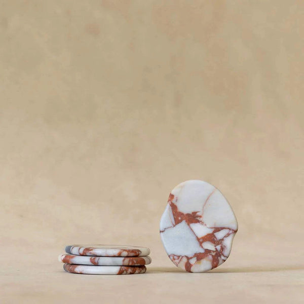 CoTheory Anchor Stone Coasters brown Calacatta granite set of four protecting surfaces with elegant design