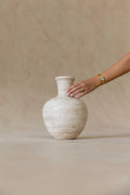 CoTheory Fountain Funnel Neck Vessel - Beige Travertine