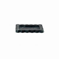 CoTheory small scalloped dark green marble tray with felt pads and smooth finish