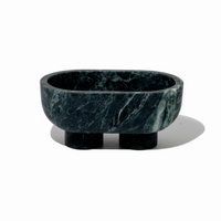 CoTheory Marble Footed Oval Tray in Verdi Alpi green marble with sculptural design and pedestal feet