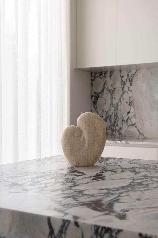 CoTheory Amour Table Sculpture - Beige Travertine