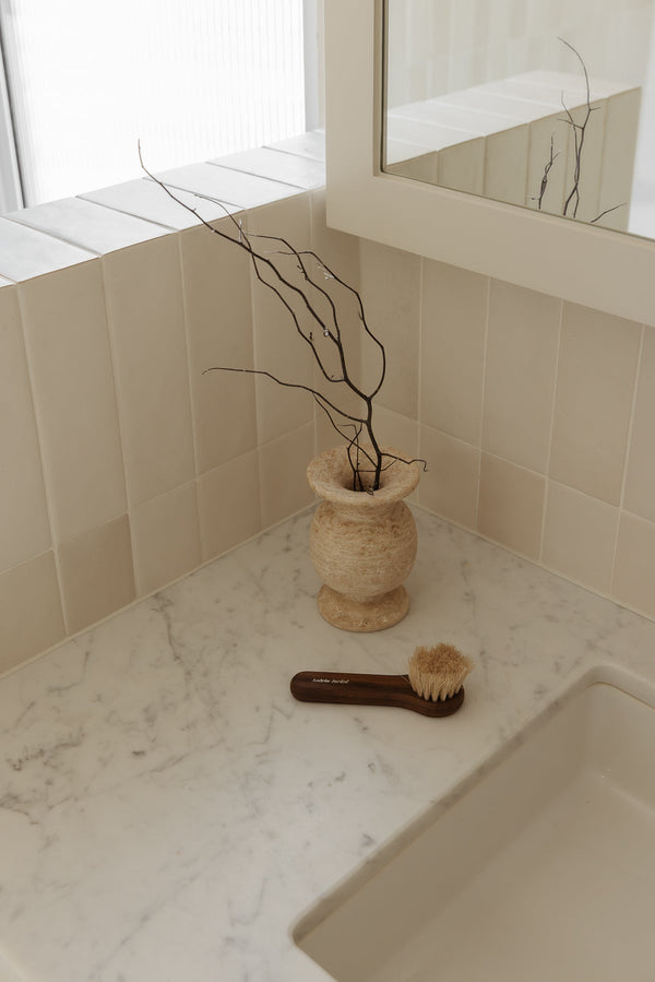 CoTheory Keepsake Bud Vase - Beige Travertine