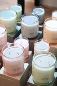 Grace and James Baja scented candle with basil, grapefruit, and cucumber aroma in soy wax jar