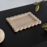 CoTheory Marble Tray, Scalloped Tray - Beige Travertine