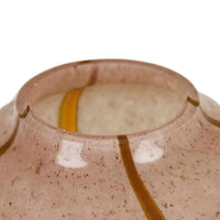 Close-up of GlobeWest Boden Stripe Bud Vase in blush pink handcrafted glass with amber stripe detail