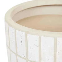 GlobeWest Hanson Alo Planter in white speckle tile ceramic with handcrafted design and modern shape