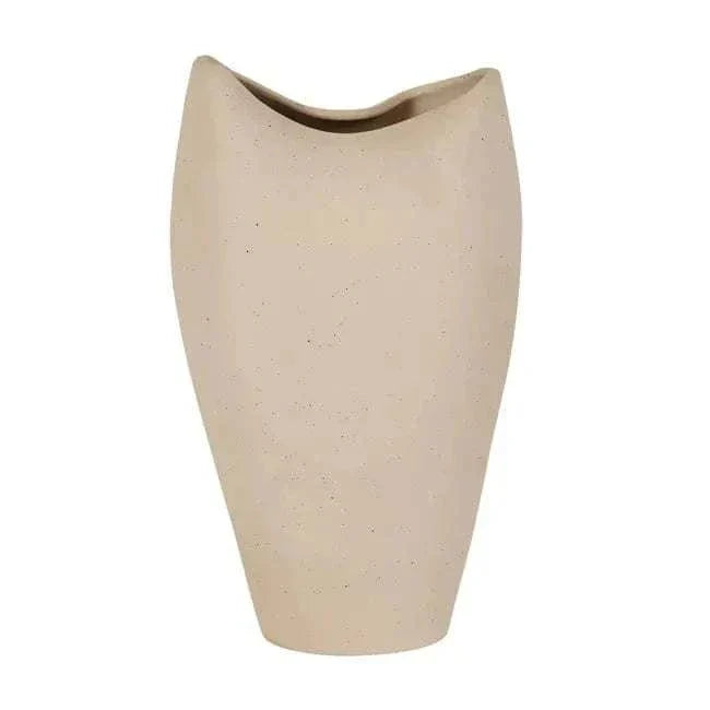 Hanson Contour Vase large beach-toned glazed earthenware ceramic with minimalist curves handcrafted decor