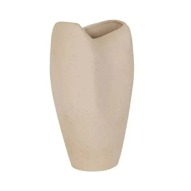 Hanson Contour Vase large ceramic earthenware with beach-toned glaze and minimalist flowing curves