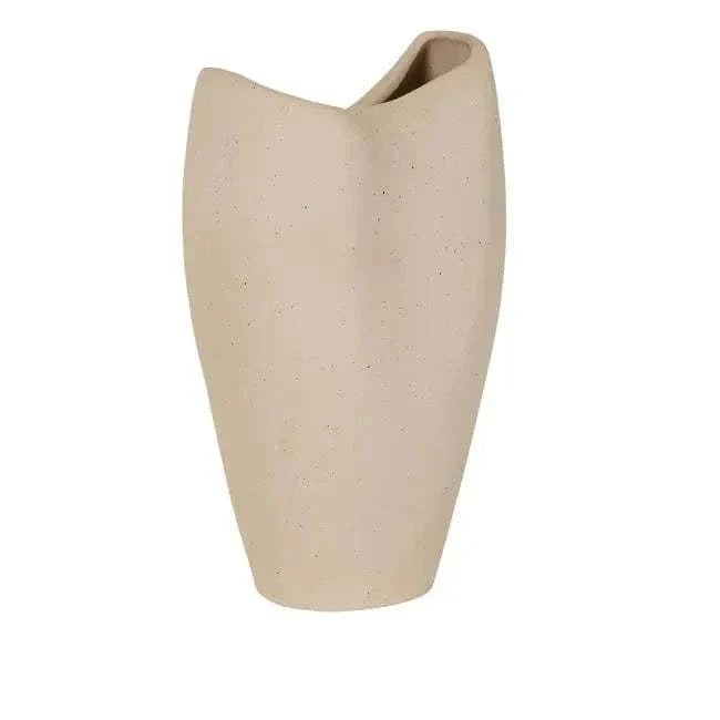 Hanson Contour Vase large beach-toned ceramic earthenware with minimalist curves and glazed finish
