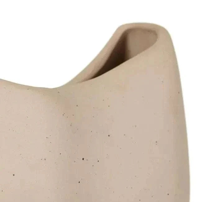 Hanson Contour Vase large earthenware ceramic beach-toned curved decorative vase