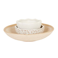 GlobeWest Hanson Eden Set of 3 Bowls - Mottled White Multi