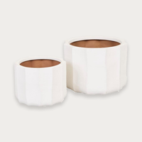 GlobeWest Hanson Flute Set of 2 Planter - White Sand