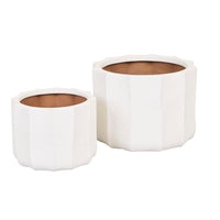 GlobeWest Hanson Flute Set of 2 Planter - White Sand