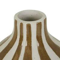 Close-up of GlobeWest Hanson Hako Vase in Sepia Stripe with handcrafted earthenware ceramic and glazed finish.