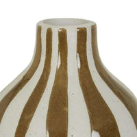 Hanson Hako Vase small sepia striped earthenware ceramic with glazed finish and geometric form