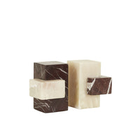 GlobeWest Rufus Block Set of 2 Bookends - Rosso Marble - Mango Onyx