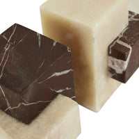 GlobeWest Rufus Block Set of 2 Bookends - Rosso Marble - Mango Onyx