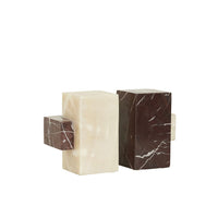 GlobeWest Rufus Block Set of 2 Bookends - Rosso Marble - Mango Onyx