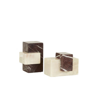 GlobeWest Rufus Block Set of 2 Bookends - Rosso Marble - Mango Onyx