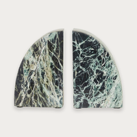 GlobeWest Rufus Curve Set of 2 Bookends - Spider Green Marble
