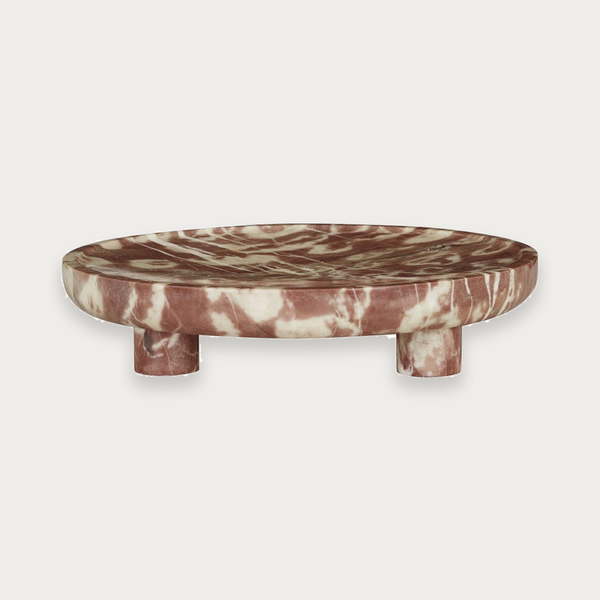 GlobeWest Rufus Dasha Footed Bowl - Dusty Rose Marble