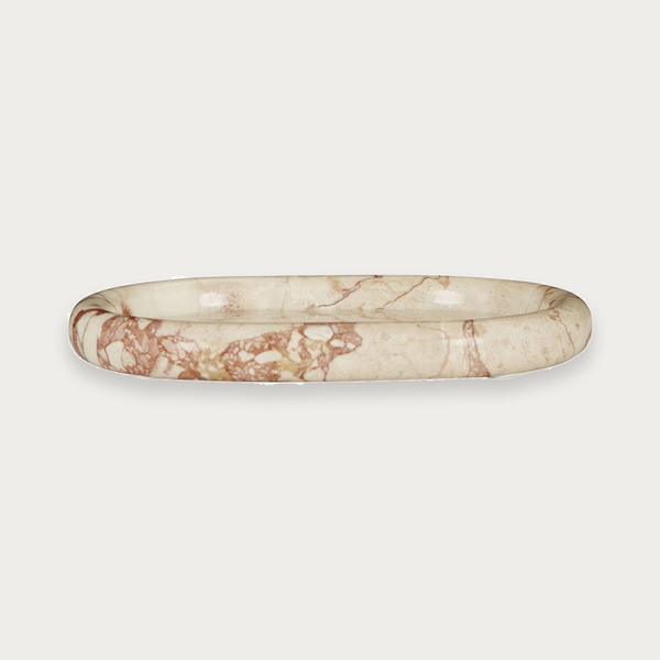 GlobeWest Rufus Float Oval Tray - Pink Lagoon Marble