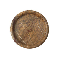 GlobeWest Rufus Float Round Tray - Brown Vein Marble