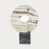 GlobeWest Rufus Halo Sculpture - Multi Travertine - Black Marble