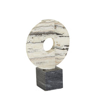 GlobeWest Rufus Halo Sculpture - Multi Travertine - Black Marble