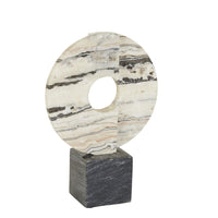 GlobeWest Rufus Halo Sculpture - Multi Travertine - Black Marble