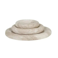 GlobeWest Rufus Indra Bowl set in polished oat marble, handcrafted with a rounded modern design, available in three sizes.