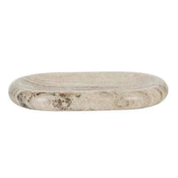 GlobeWest Rufus Indra polished oat marble pill-shaped shallow bowl with natural veining