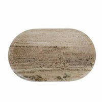 GlobeWest Rufus Indra pill-shaped shallow bowl in polished oat marble with natural veining for indoor decor