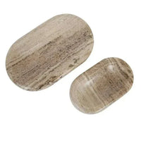 GlobeWest Rufus Indra pill-shaped oat marble bowl with polished finish and unique natural veining