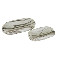 GlobeWest Rufus Indra Pill Shallow Bowl - Zebra Marble