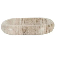 GlobeWest Rufus Indra pill-shaped shallow bowl made of polished oat marble with natural veining