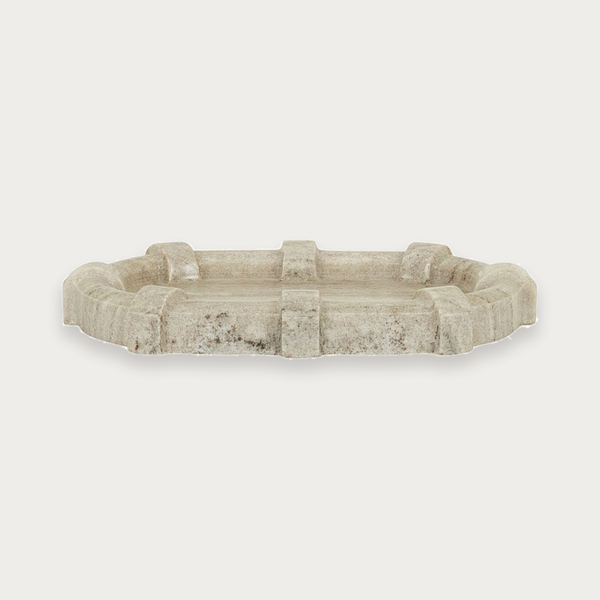 GlobeWest Rufus Link Oval Tray - Oat Marble