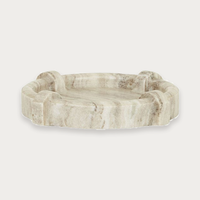 GlobeWest Rufus Link Round Tray - Oat Marble
