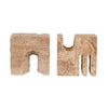 Set of 2 Rufus Rovine Bookends in polished natural travertine marble with modern sculptural design