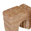 Set of 2 Rufus Rovine Bookends in polished natural travertine marble with modern oversized design.