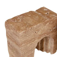 Set of 2 Rufus Rovine Bookends in polished natural travertine marble with modern oversized design.