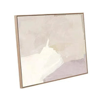 GlobeWest Sand Collection Wall Art in Dune, hand-painted canvas with soft brushstrokes in neutral earthy tones, framed in natural Victorian Ash timber.