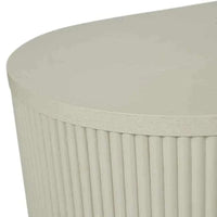 GlobeWest Benjamin Ripple Grand desk in putty ash veneer with rounded oval top and ribbed drawer front design
