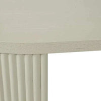 Close-up of putty-colored GlobeWest Benjamin Ripple Grand desk showing ash veneer texture and ribbed detailing on the leg.