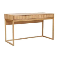 Globe West Benjamin Ripple Desk in Natural Ash with geometric frame and ripple-textured front drawers